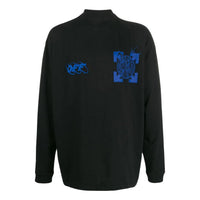 Men's Off-White SS22 Logo Arrow Printing Half Turtleneck Long Sleeves Black T-Shirt OMAB032F191850171030