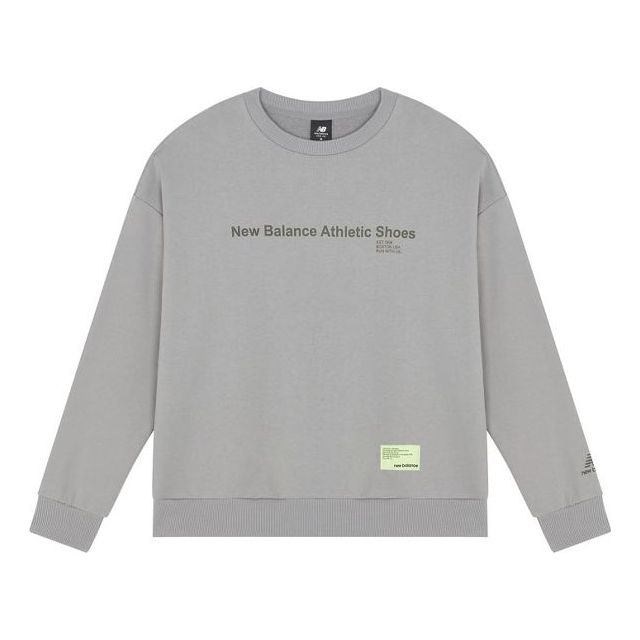 New Balance Alphabet Logo Printing Sports Round Neck Pullover Gray AMT21360-MHD