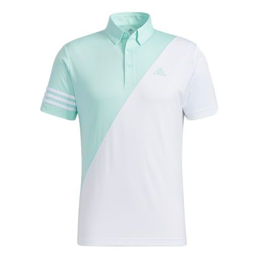 adidas Tr Polo Ss Contrasting Colors Casual Golf Short Sleeve Polo Shirt White Green Colorblock GM3660