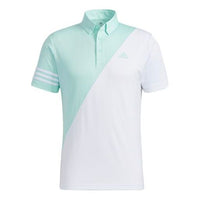 adidas Tr Polo Ss Contrasting Colors Casual Golf Short Sleeve Polo Shirt White Green Colorblock GM3660
