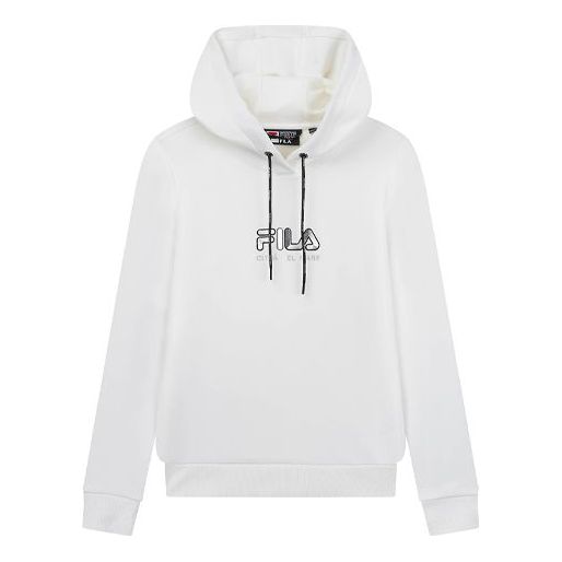 (WMNS) FILA logo Sports Hoodie White F11W018222F-WT