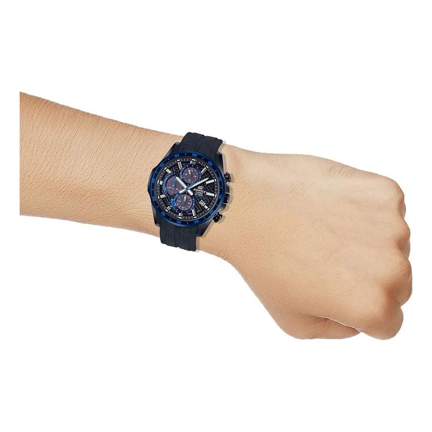 CASIO EDIFICESeries Quartz Men'ses Black/Blue BlackBlue Watch Dial Mens BlackBlue Analog EQS-900PB-1B