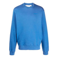 Men's Off-White SS22 Back Logo Printing Round Neck Pullover Long Sleeves Blue OMBA057F22FLE0024545