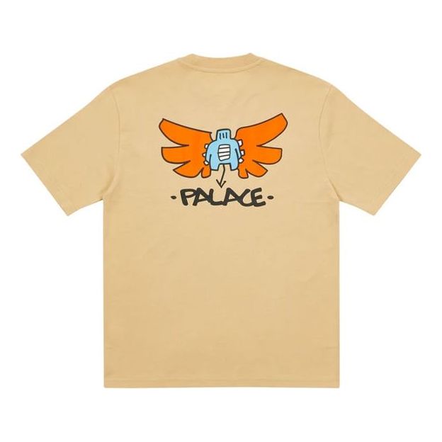 PALACE x Slap Magazine Crossover Angel Cartoon Funny Pattern Printing Short Sleeve Unisex Khaki P20TS254