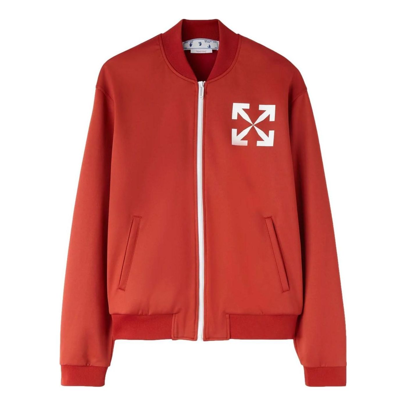 Off-White Arrow Pattern Printing Baseball Collar Jacket Version Red OMBD037S22FAB0022501