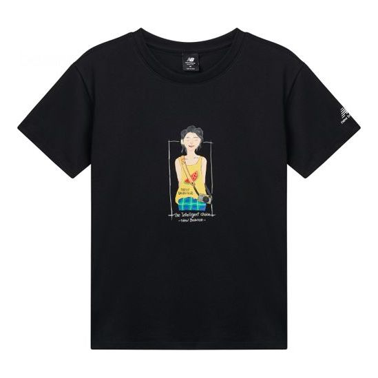 (WMNS) New Balance Printing T-Shirt Asia Sizing 'Black' AWT12326-BK