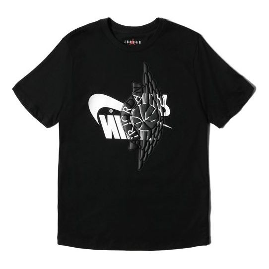 Air Jordan Wings logo Printing Short Sleeve Black AO0601-011