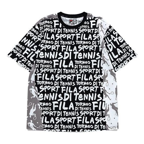 Men's FILA FUSION Casual Sports Breathable Full Print Short Sleeve T11M121116A-BK