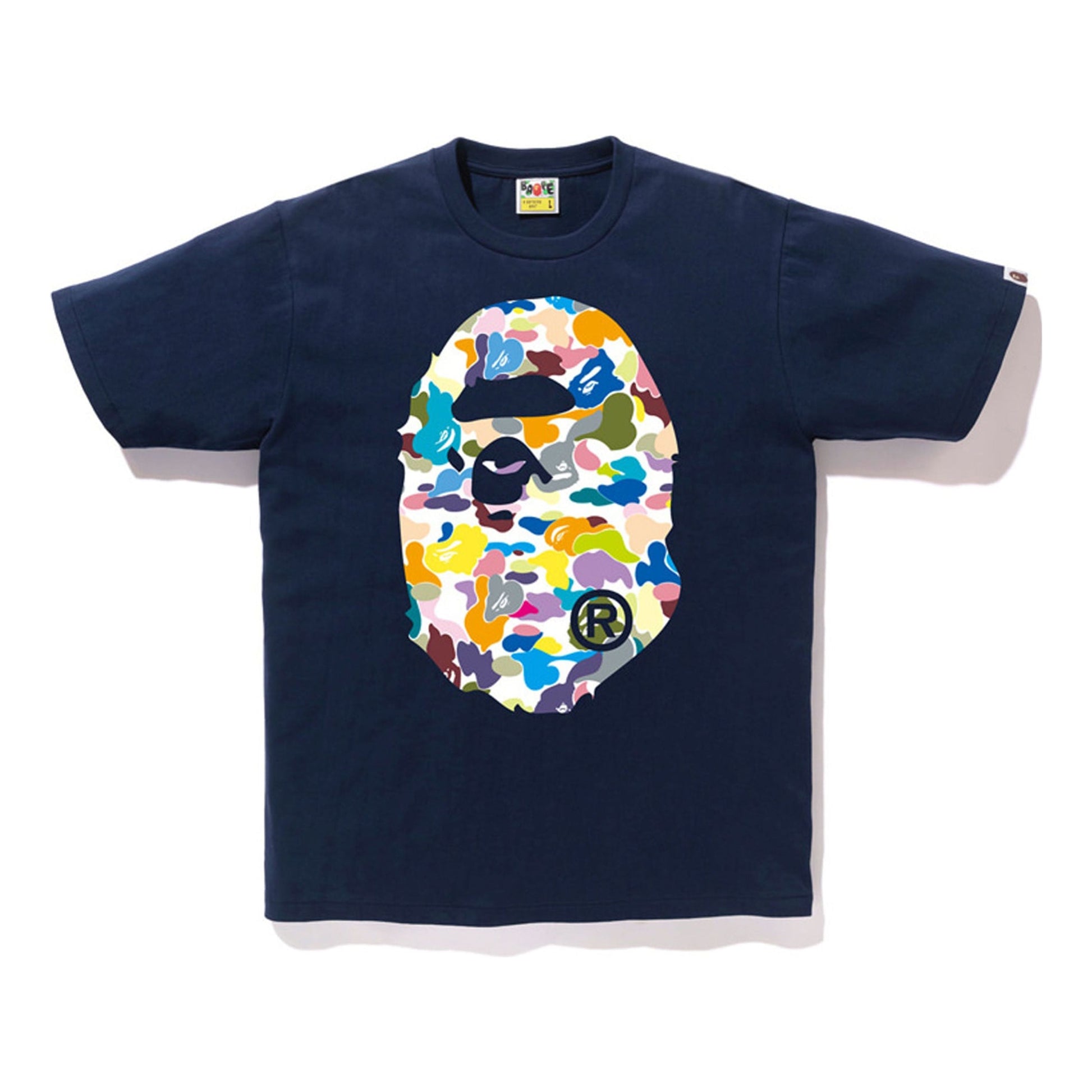 BAPE Multi Camo Big Ape Head Tee Navy BAPE-SS18-044