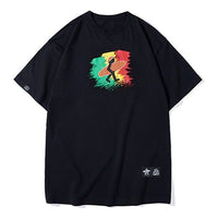 PJs Vigor Reggae Surf Pattern Printing Cotton Short Sleeve Unisex Black 20SSTS10292-P