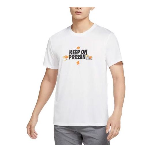 Nike Dri-Fit Alphabet Printing Round Neck Pullover Short Sleeve White DR7576-100