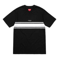 Supreme SS18 Stripe Tee Black Chest Logo Colorblock Short Sleeve Unisex SUP-SS18-164