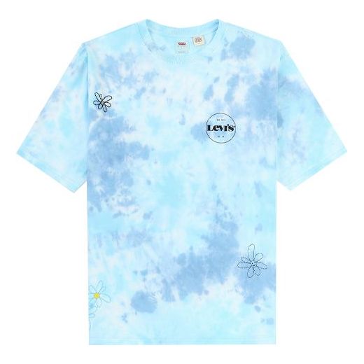 Men's Levis Round Neck Pure Cotton Tie Dye Short Sleeve Blue 35890-0003