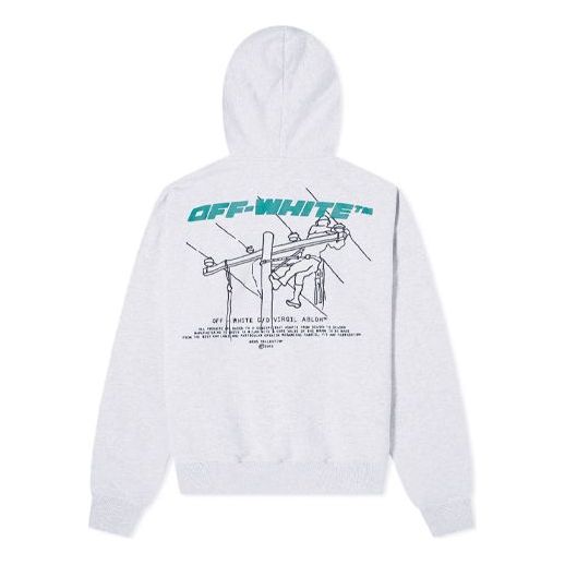 Off-White FW20 Trellis Worker Hooded Pullover Men Grey OMBB037E20FLE0100855