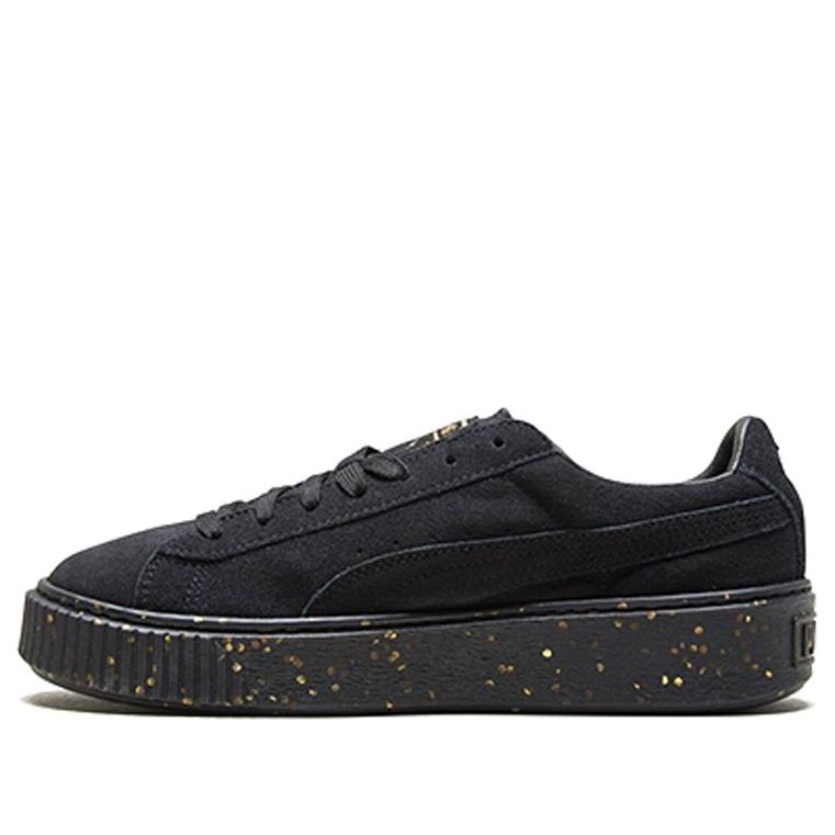 (WMNS) PUMA Suede Platform Black/Gold Board Shoes 365621-01
