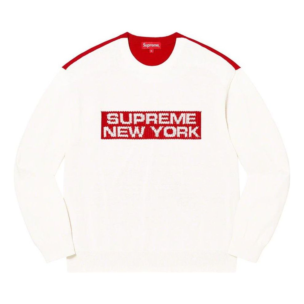 Supreme 2-Tone Sweater 'White Red' SUP-SS22-712