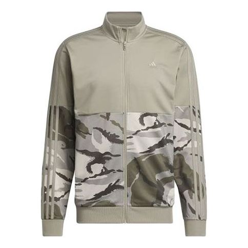 adidas Essentials Camo Tricot Track Jacket Asia Sizing 'Green' IT0558