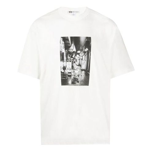 Men's Y-3 SS20 Photo Printing Round Neck Short Sleeve White FT1373