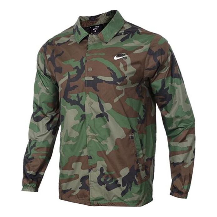 Men's Nike Camouflage Logo Woven Jacket Autumn Military Green AT9913-222