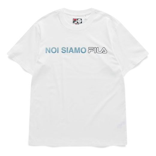 Men's FILA FUSION Alphabet Logo Printing Sports Knit Short Sleeve White T11M121114F-WT