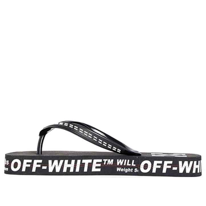 Off-White c/o virgil abloh men's black and white industrial flip flops OMIA131R20D270011000