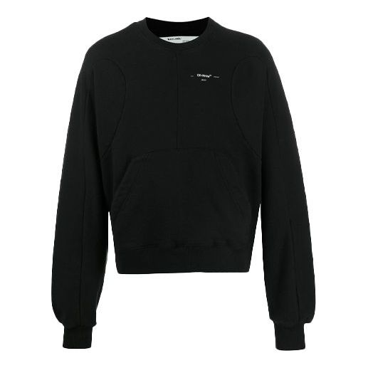 Men's Off-White Logo Alphabet Pattern Round Neck Pullover Loose Fit Black OMBA043R20D250321091