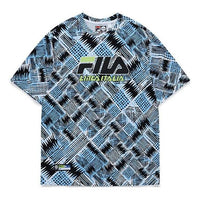 Men's FILA FUSION Full Print Pattern Loose Knit Short Sleeve T11M125103F-RB