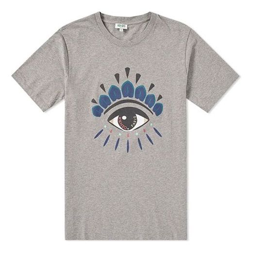 Men's KENZO Eye Cartoon Printing Round Neck Pullover Short Sleeve Gray F865TS0494YC-95