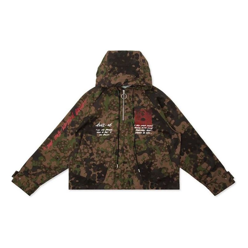 Off-White MONALISA Printing Zipper Hooded pullover Men Camo OMEA175S19D070059920