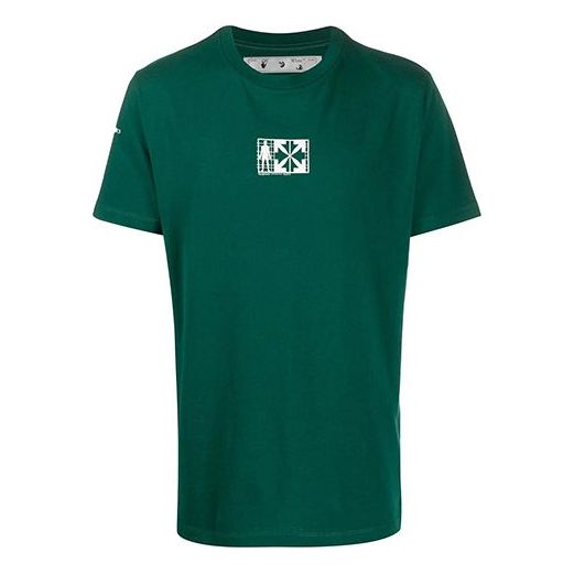 Off-White Logo Printing Short Sleeve Green OMKA002E20FAB0015701