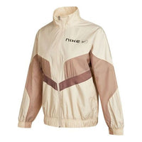 (WMNS) Nike Sportswear Sports Running Splicing Stand Collar Woven Jacket Khaki CZ8849-219