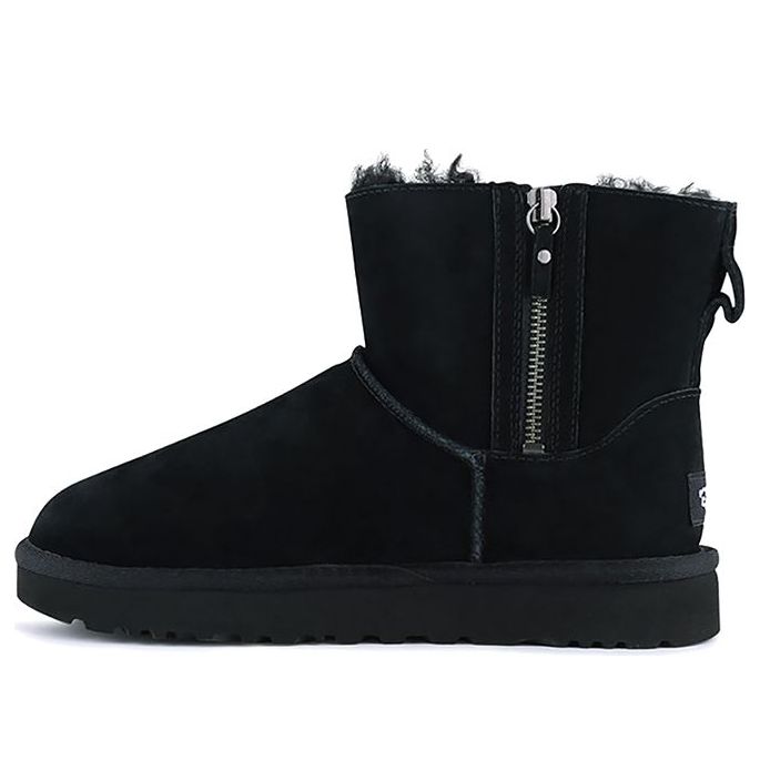 (WMNS) UGG Classic Mini Double Zip Double Zipper Snow Boots Black 1018849-BLK