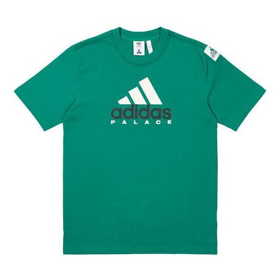 Men's adidas x PALACE Crossover FW22 Alphabet Logo Printing Round Neck Short Sleeve Green T-Shirt HK2137