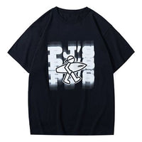 PJs Vigor Alphabet Pattern Printing Short Sleeve Unisex Black 20SSTS10332-P