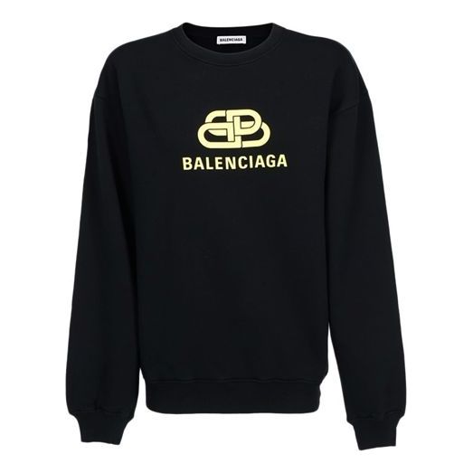 (WMNS) Balenciaga Logo Printing Cotton Round-neck Swea Black 578132TEV191000