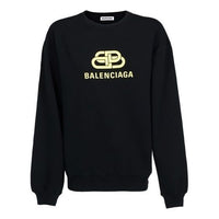 (WMNS) Balenciaga Logo Printing Cotton Round-neck Swea Black 578132TEV191000
