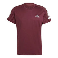 Men's adidas Gym Casual Round Neck Running Short Sleeve Deep Red T-Shirt H34496