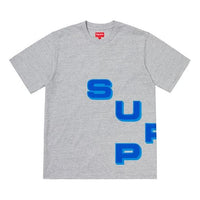 Supreme FW18 Stagger Tee Heather Grey Logo Tee SUP-FW18-226