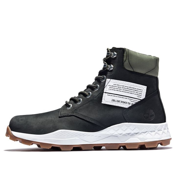 Timberland 6 Inch Brooklyn Side Zip Boots 'Black Nubuck with Green Padded Collar' A41Y6001