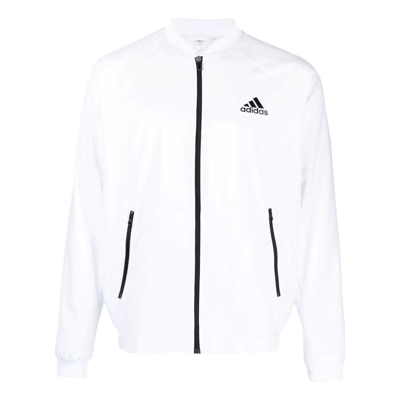 Men's adidas Tennis Solid Color Logo Printing Zipper Jacket White HE0410