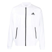 Men's adidas Tennis Solid Color Logo Printing Zipper Jacket White HE0410