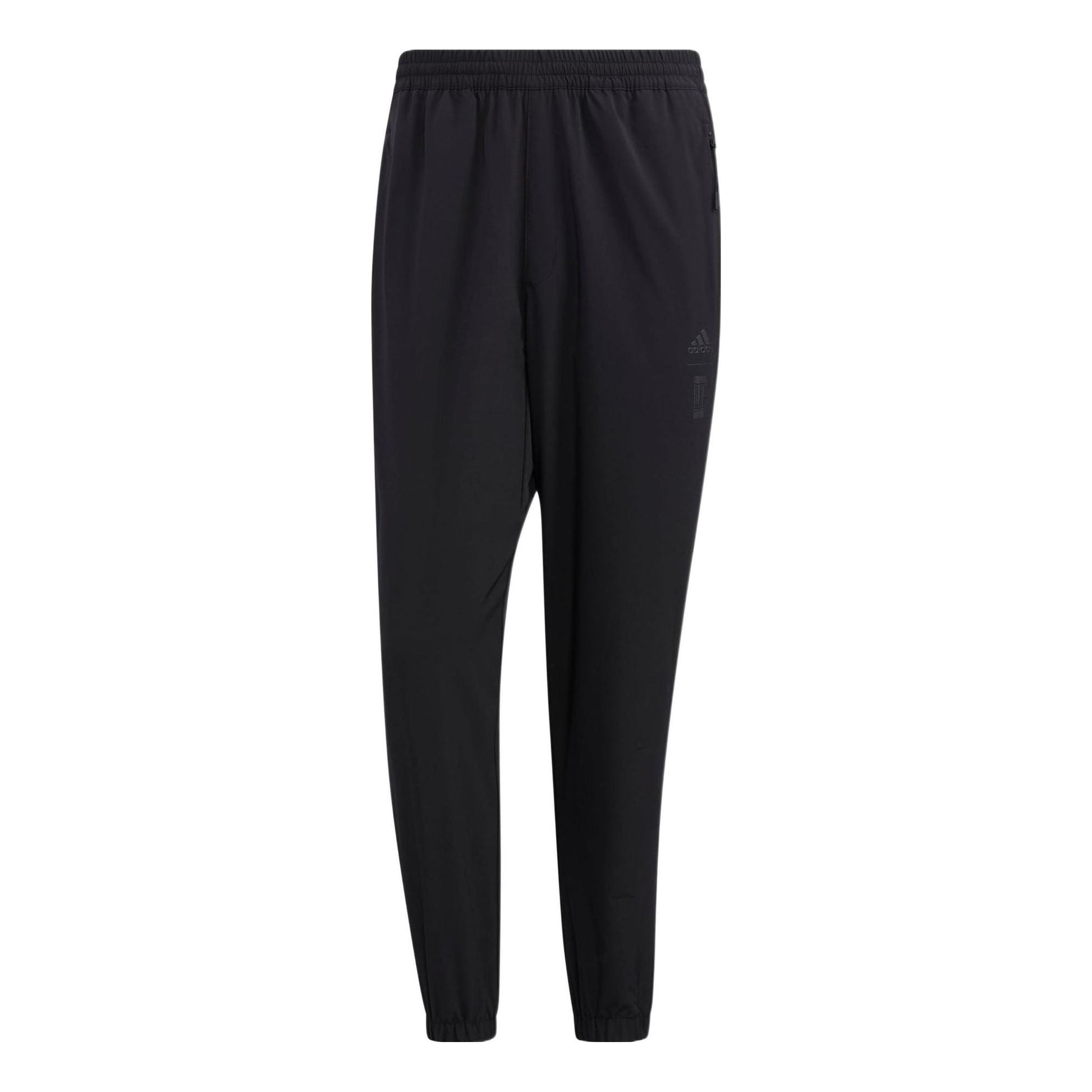 Men's adidas Solid Color Brand Logo Elastic Waistband Bundle Feet Sports Pants/Trousers/Joggers Black HM2941