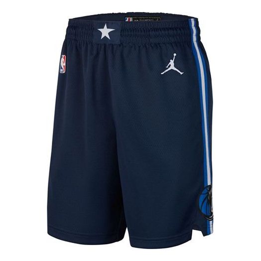 Air Jordan Dallas Mavericks Logo Printing Side Stripe Shorts Blue CV9557-419
