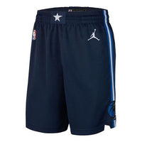 Air Jordan Dallas Mavericks Logo Printing Side Stripe Shorts Blue CV9557-419