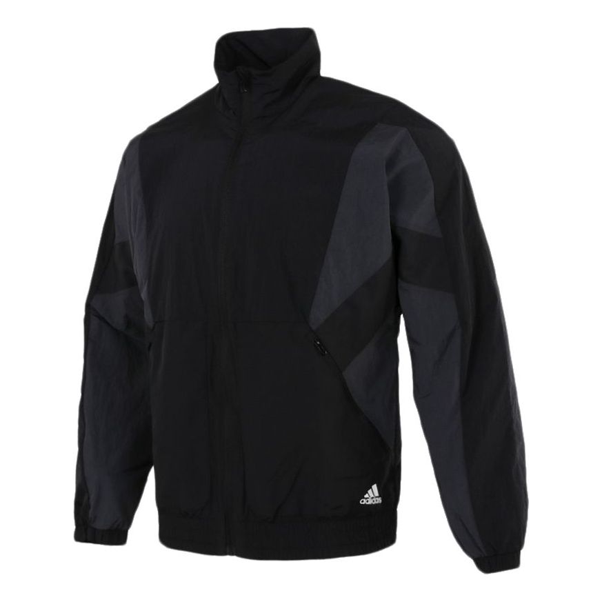 Men's adidas Sports Running Fitness Training Windproof Breathable Jacket Black HE0587
