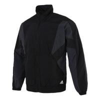 Men's adidas Sports Running Fitness Training Windproof Breathable Jacket Black HE0587