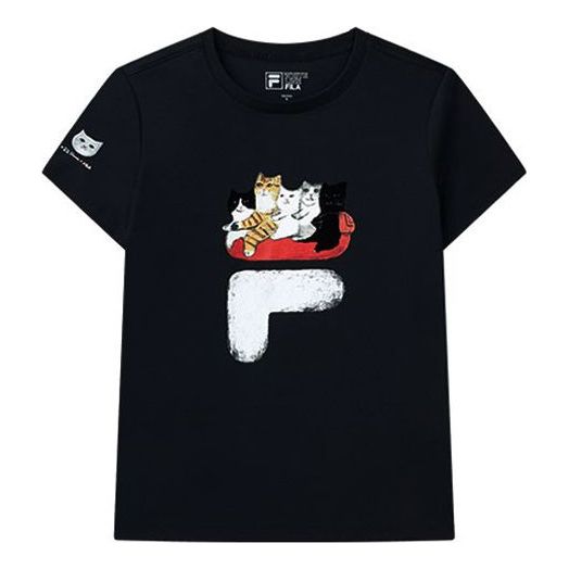 (WMNS) FILA x Pepe Shimada Printing Round-neck Black F11W123192F-BK