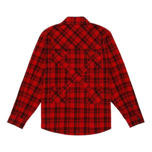 Off-White c/o Virgil Abloh Flannel Check Shirt For Men Red OMGA098R20G710212001