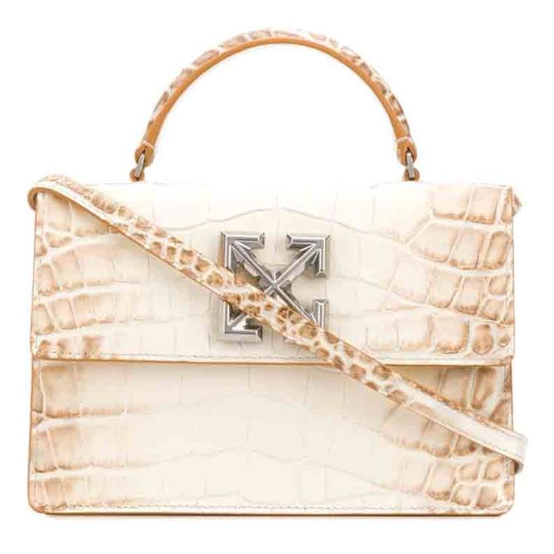 (WMNS) Off-White Jitney 1.4 Crocodile pattern handbag White OWNA092E20LEA0066000