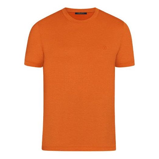 Men's LOUIS VUITTON FW21 Logo Alphabet Solid Color Round Neck Short Sleeve Orange 1A5D0Z
